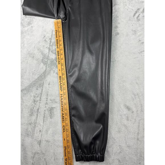 LOGO Lori Goldstein Faux Leather Joggers 10 Black Stretchy Pleather Minimalist - Picture 12 of 16